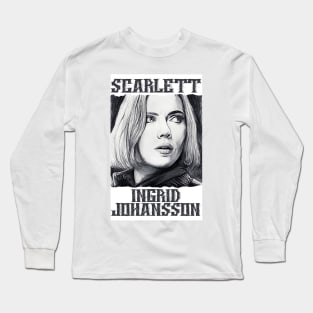 scarlett ingrid johansson hand drawing graphic design and illustration by ironpalette Long Sleeve T-Shirt